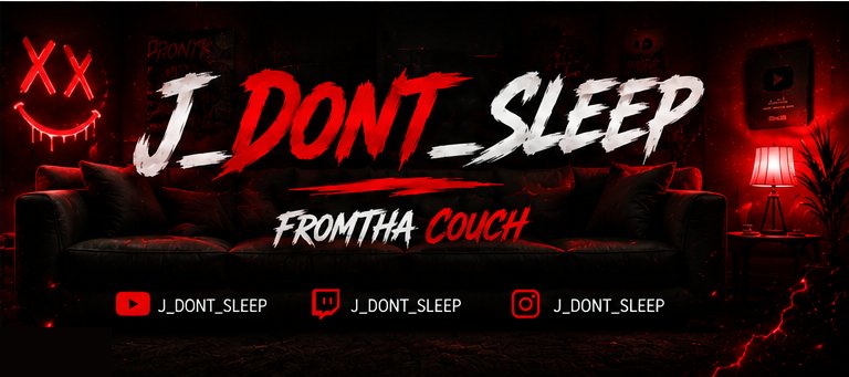 J_DONT_SLEEP FROM THA COUCH banner with YouTube, Twitch and Instagram handles